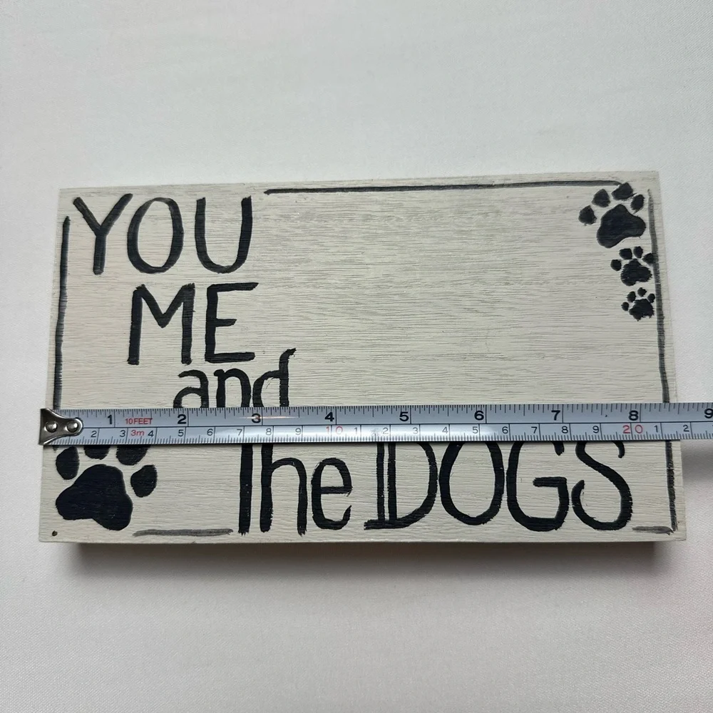 Handcrafted painted upcycled piece of art. “You me and the dogs” Wall decor.
